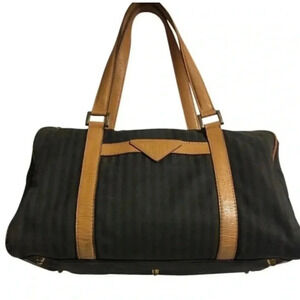 Fendi vintage Roma brown black strip satchel handbag